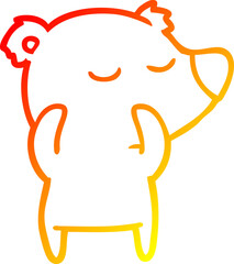 warm gradient line drawing happy cartoon polar bear