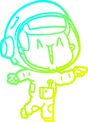 cold gradient line drawing happy cartoon astronaut pointing