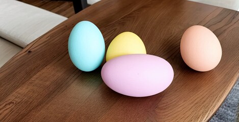 Colorful Easter Eggs on Wooden Table for Easter Holiday, Easter Sales, Easter Banner 