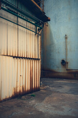 interiors and machinery, plants retaking possession of a disused abandoned industry, former cotton mill, industrial production