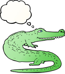 cartoon crocodile with thought bubble