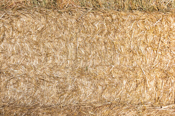 Golden Stack of Straw on Farm - Rustic Background and Texture for Agriculture Concept
