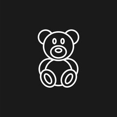  Cute smiling teddy bear line icon isolated on black background