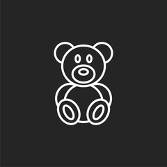 Cute smiling teddy bear line icon isolated on black background