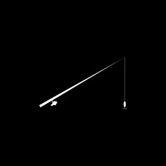 Fishing rod line icon ,Catch a big fish icon isolated on black background