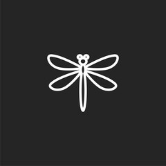 Dragonfly insect line icon isolated on black background