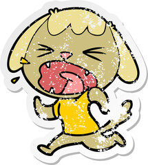 distressed sticker of a cute cartoon dog barking