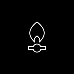 Gas Flame line Icon isolated on black 