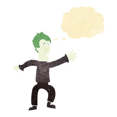 cartoon vampire man with thought bubble