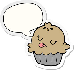 cute cartoon pie and speech bubble sticker