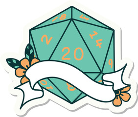 natural twenty D20 dice roll sticker