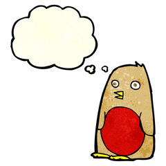 cartoon robin with thought bubble