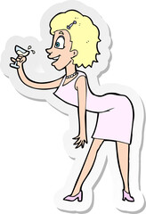 sticker of a cartoon woman with drink