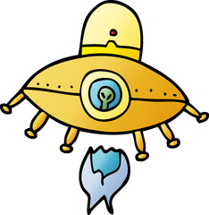 cartoon doodle alien spaceship