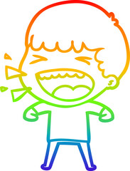 rainbow gradient line drawing cartoon laughing man