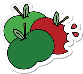 sticker of a cute cartoon juicy apple