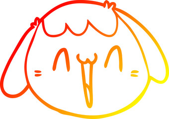 warm gradient line drawing cartoon dog face