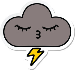 sticker of a cute cartoon storm cloud