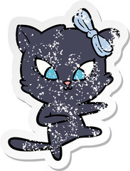 distressed sticker of a cartoon cat