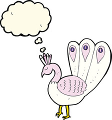 cartoon peacock with thought bubble