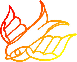warm gradient line drawing cartoon tattoo swallow symbol
