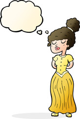 cartoon pretty victorian woman with thought bubble