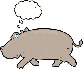 cartoon hippopotamus with thought bubble