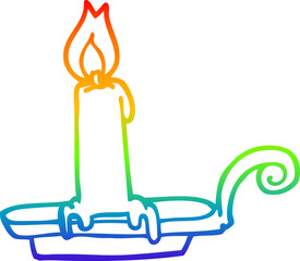 rainbow gradient line drawing cartoon burning candle