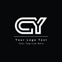 Premium Initial Letter CY logo design. Trendy awesome artistic black and white color CY YC initial based Alphabet icon logo