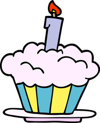 cartoon doodle birthday cake