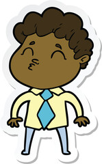 sticker of a cartoon man pouting