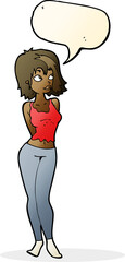cartoon attractive girl with speech bubble