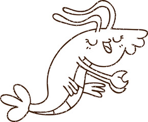 Shrimp Charcoal Drawing