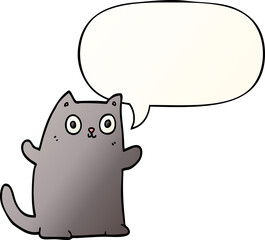 cartoon cat and speech bubble in smooth gradient style