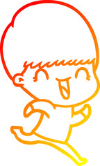 warm gradient line drawing happy cartoon boy