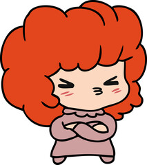 cartoon of a cute cross kawaii girl