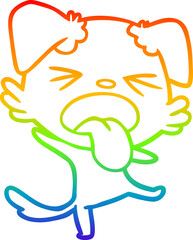 Fototapeta premium rainbow gradient line drawing cartoon disgusted dog