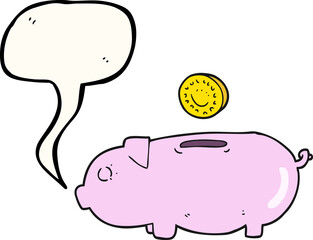 speech bubble cartoon piggy bank