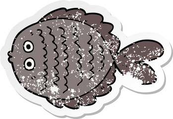 distressed sticker of a cartoon flat fish