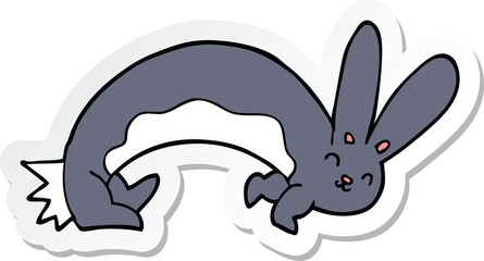sticker of a funny cartoon rabbit