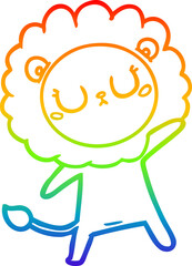 rainbow gradient line drawing cartoon lion