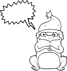 speech bubble cartoon frog wearing christmas hat
