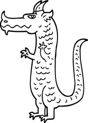 line drawing cartoon dragon