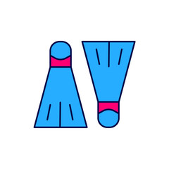 Filled outline Rubber flippers for swimming icon isolated on white background. Diving equipment. Extreme sport. Sport equipment. Vector