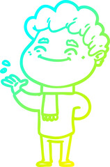 cold gradient line drawing cartoon friendly man