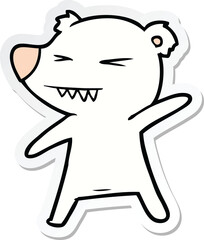 sticker of a angry polar bear cartoon