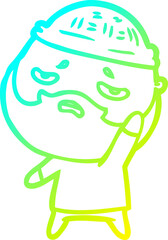 cold gradient line drawing cartoon worried man with beard