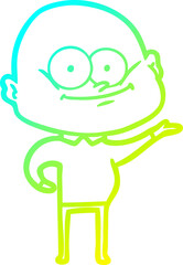 cold gradient line drawing cartoon bald man staring