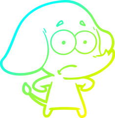 cold gradient line drawing cartoon unsure elephant