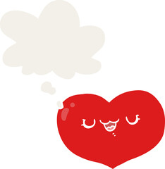 cartoon love heart and thought bubble in retro style